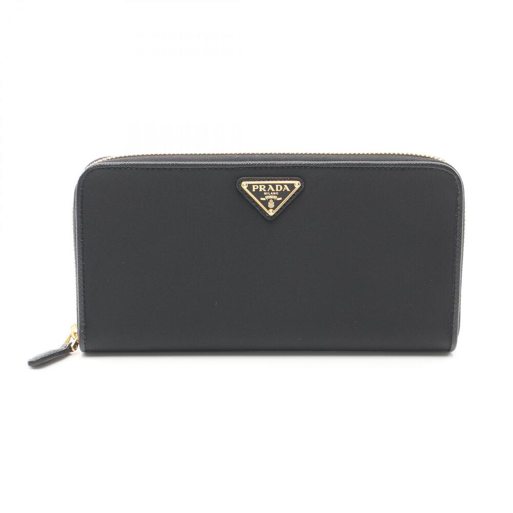 Prada Round Long Wallet Saffiano Leather Black